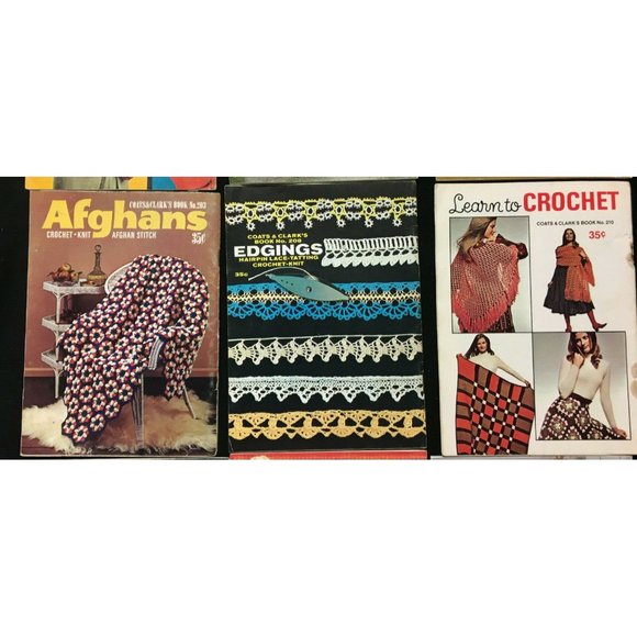 Coats & Clark's Book Lot of 9 Knit & Crochet Patterns Books 1960s-1970s 1994 - Picture 6 of 7